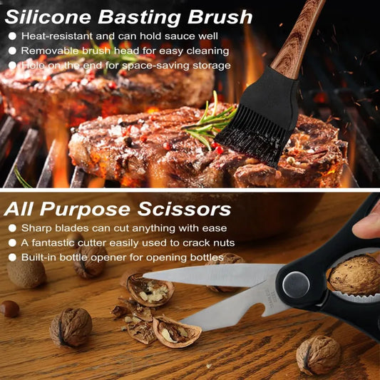 Stainless Steel 29-Piece BBQ Set